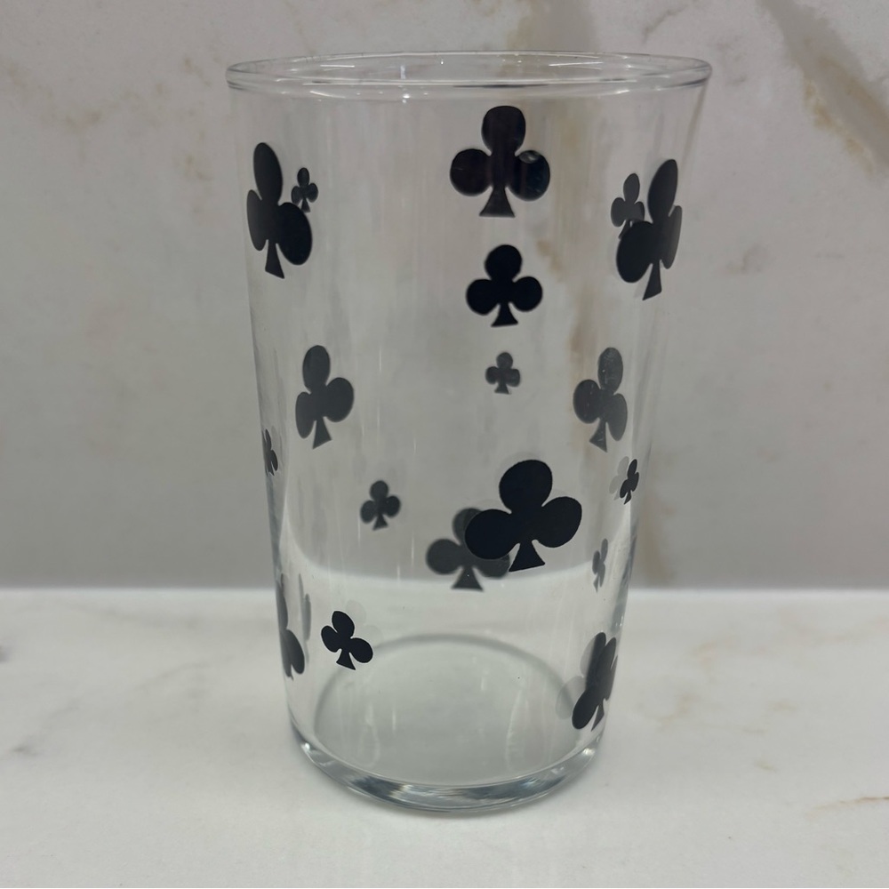 Vintage Swanky Swig Tumbler with Playing Card Clubs Pattern MCM